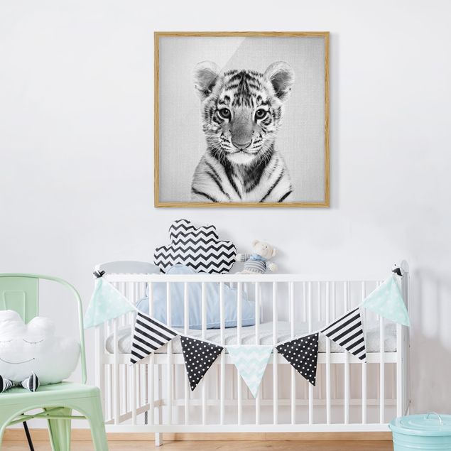 Bilder mit Rahmen Baby Tiger Thor Schwarz Weiß