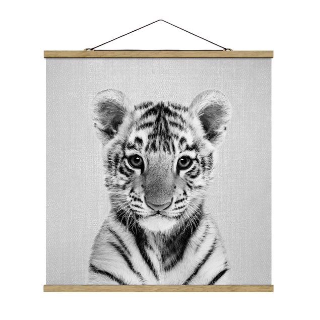 Tiere Poster Baby Tiger Thor Schwarz Weiß