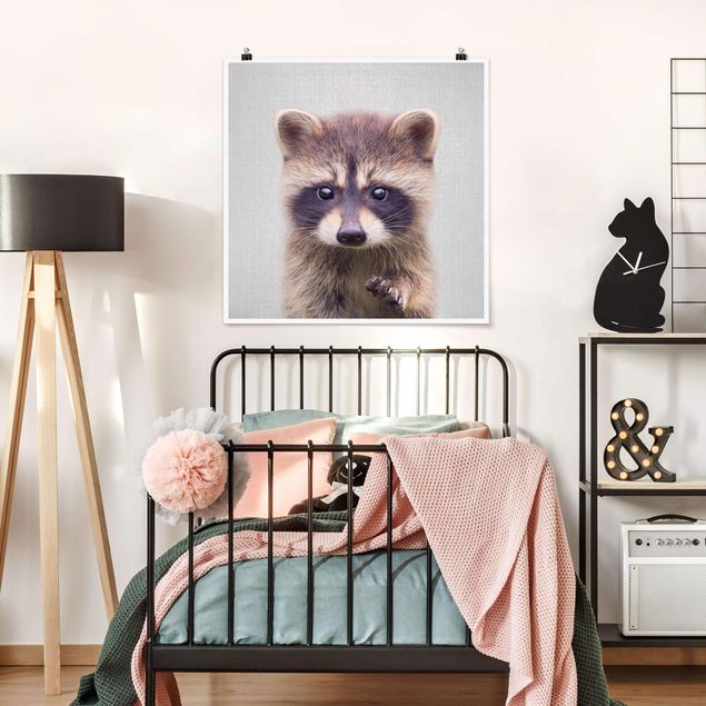 Poster Kinderzimmer Tiere Baby Waschbär Wicky