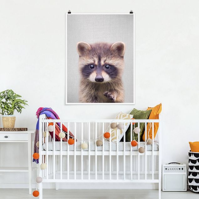 Poster Kinderzimmer Tiere Baby Waschbär Wicky