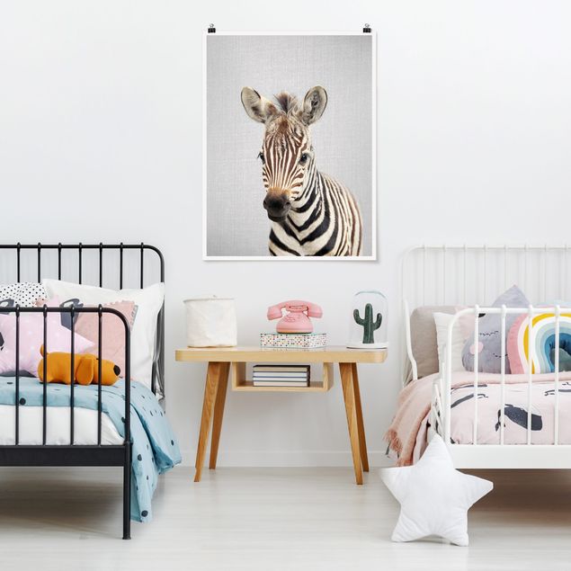 Poster Schwarz-Weiß Baby Zebra Zoey