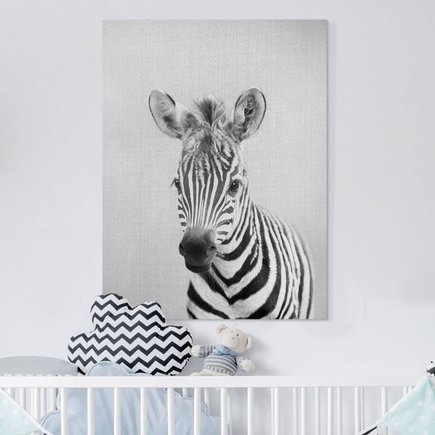 Leinwandbilder XXL Baby Zebra Zoey Schwarz Weiß