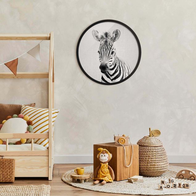 Schöne Wandbilder Baby Zebra Zoey Schwarz Weiß
