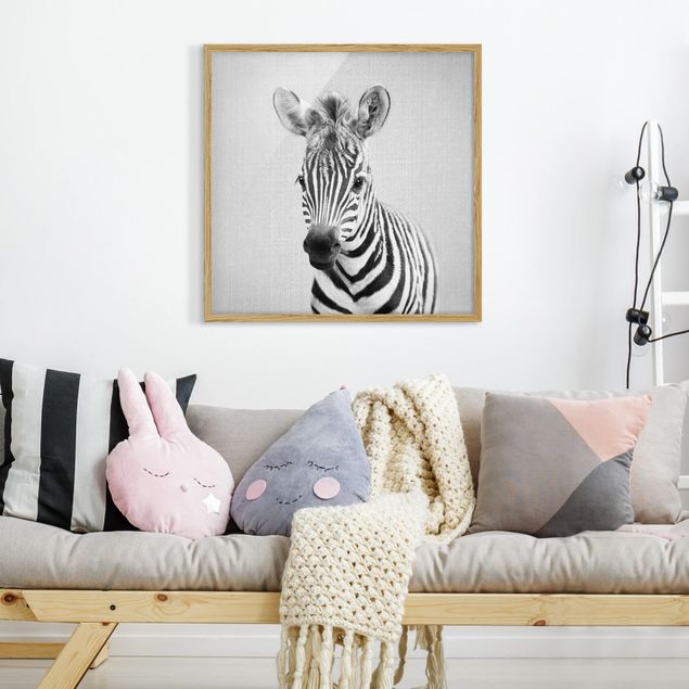 Wandbilder Baby Zebra Zoey Schwarz Weiß