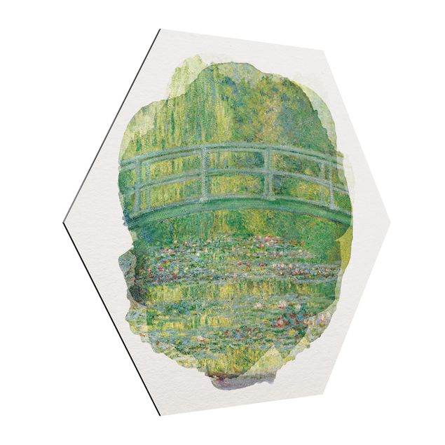 Alu Dibond Bilder Wasserfarben - Claude Monet - Japanische Brücke