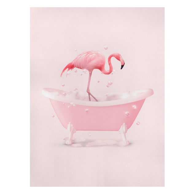 Kunstdrucke auf Leinwand Badewannen Flamingo