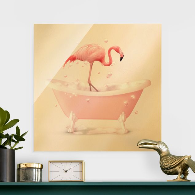 Wandbilder Tiere Badewannen Flamingo