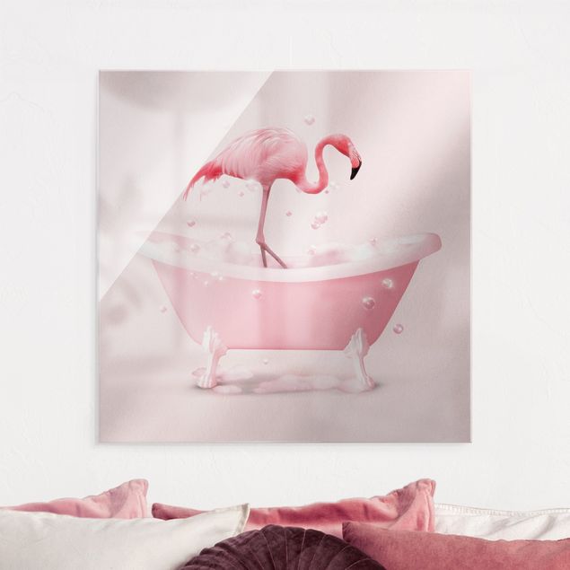 Wandbilder Tiere Badewannen Flamingo