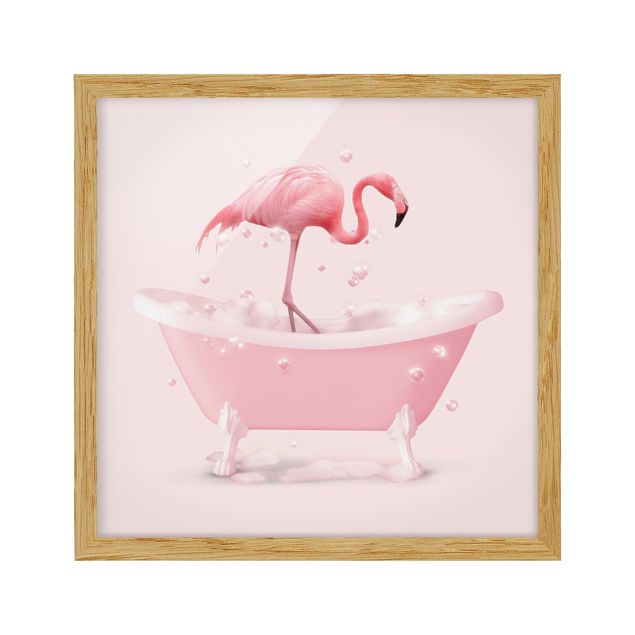 Bilder mit Rahmen Badewannen Flamingo