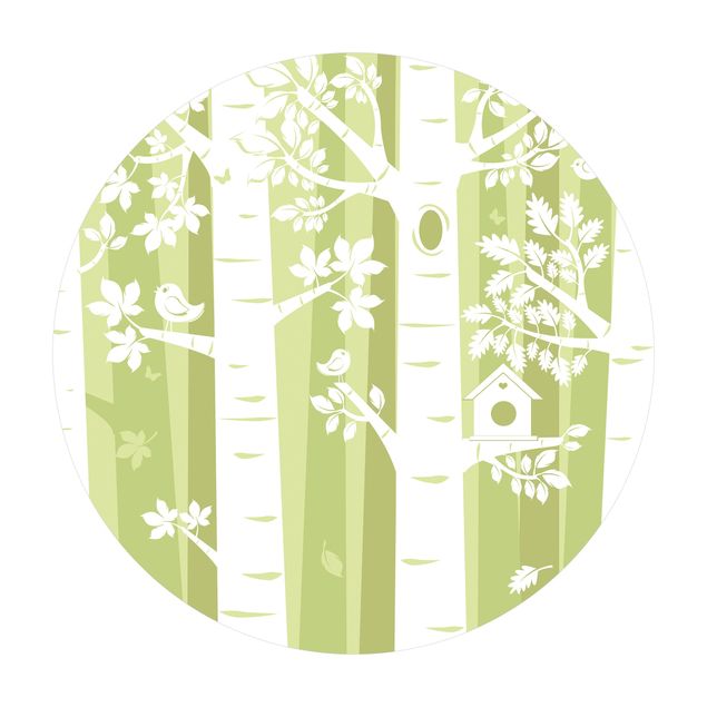 Runder Vinyl-Teppich - Bäume im Wald Grün