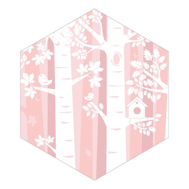 Tapete rosa Bäume im Wald Rosa