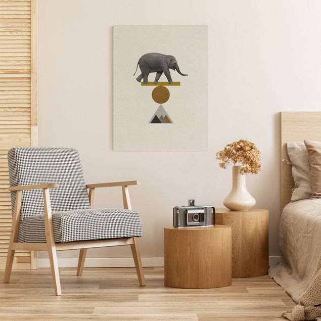 Wandbilder Wohnzimmer modern Balancekunst Elefant