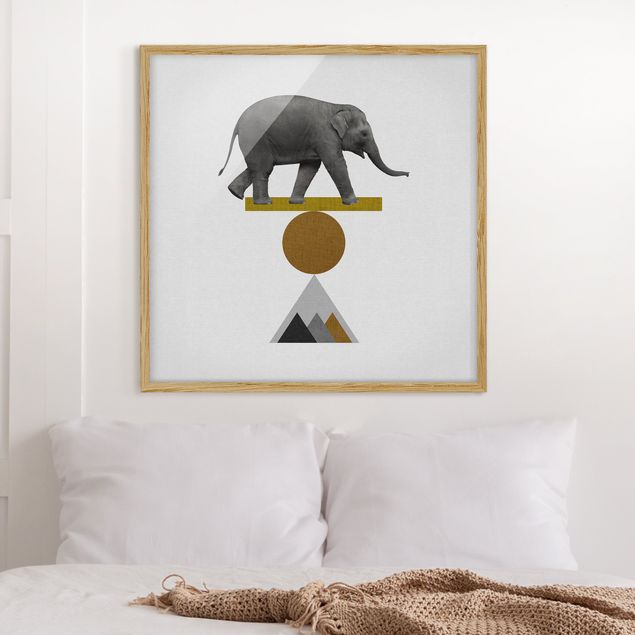 Kunstdruck Bilder mit Rahmen Balancekunst Elefant