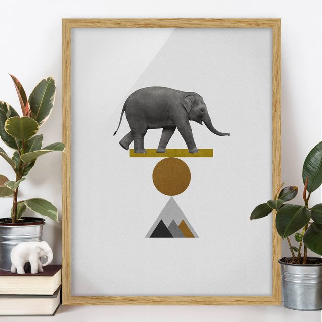 Kunstdrucke mit Rahmen Balancekunst Elefant