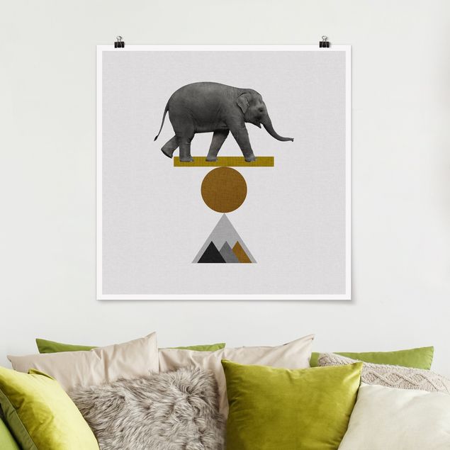 Poster Illustration Balancekunst Elefant