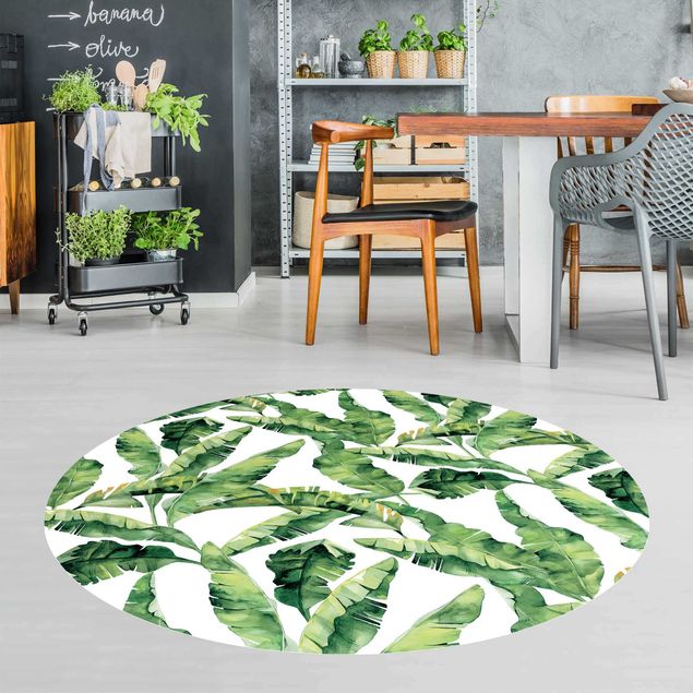 Moderne Teppiche Bananenblatt Aquarell Muster