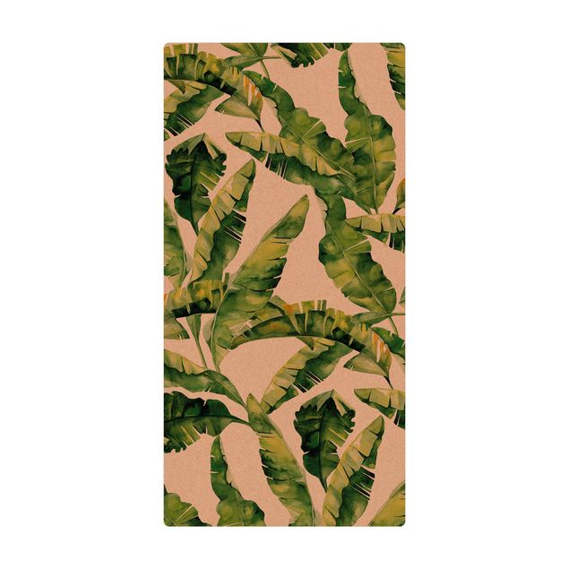 Teppich Natur Bananenblatt Aquarell Muster