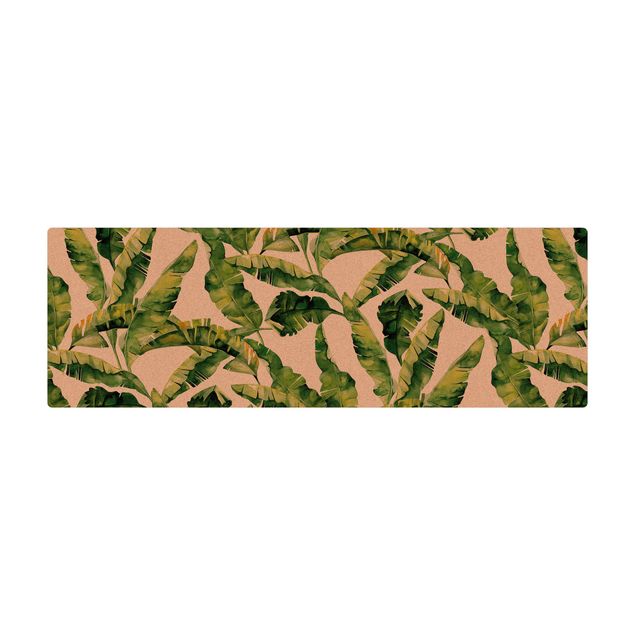 Teppich Natur Bananenblatt Aquarell Muster