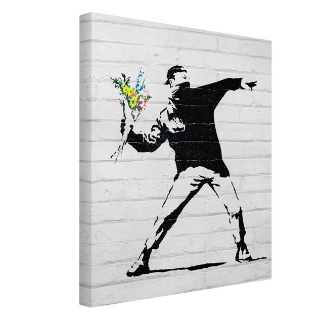 Wandbilder Wohnzimmer modern Blumenwerfer - Brandalised ft. Graffiti by Banksy