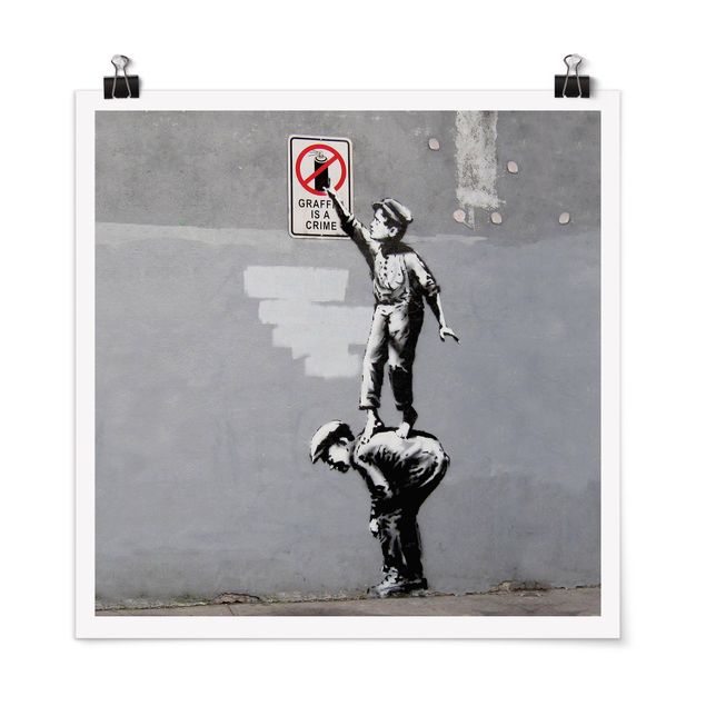 Poster Schwarz-Weiß Graffiti Is A Crime - Brandalised ft. Graffiti by Banksy