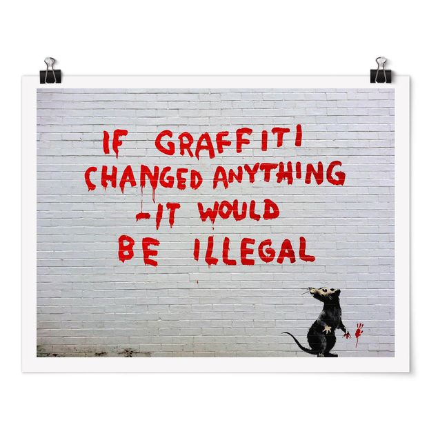 Wandposter Schwarz-Weiß If Graffiti Changed Anything - Brandalised ft. Graffiti by Banksy