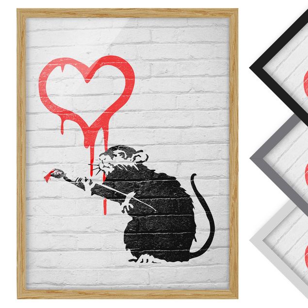Bild mit Rahmen - Love Rat - Brandalised ft. Graffiti by Banksy - Hochformat 3:4