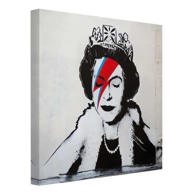 Wandbilder Wohnzimmer modern Queen Lizzie Stardust - Brandalised ft. Graffiti by Banksy