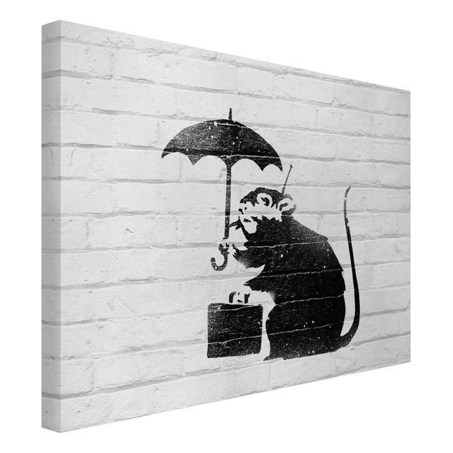Leinwandbilder Wohnzimmer modern Ratte mit Regenschirm - Brandalised ft. Graffiti by Banksy