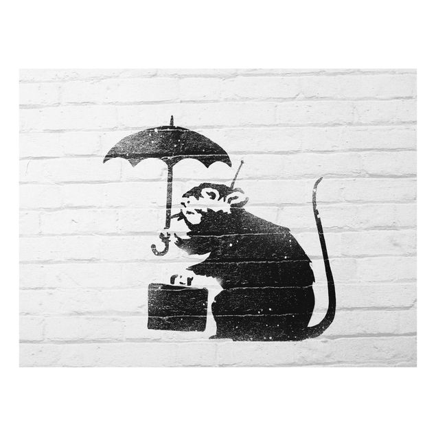 Bilder auf Glas Ratte mit Regenschirm - Brandalised ft. Graffiti by Banksy