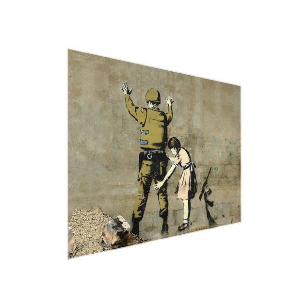 Glasbilder Soldat und Mädchen - Brandalised ft. Graffiti by Banksy