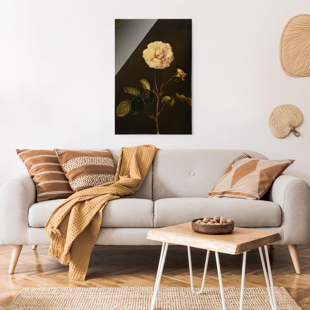 Glasbild Natur Barbara Regina Dietzsch - Essig-Rose mit Hummel