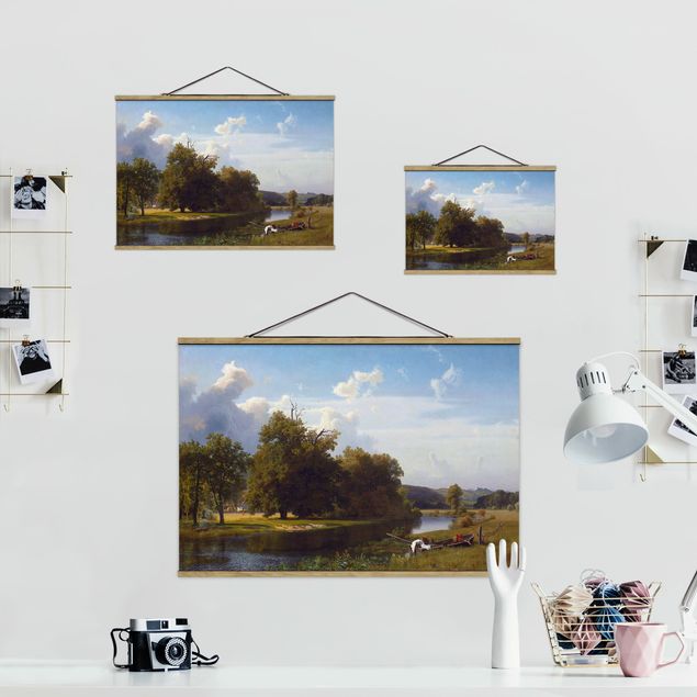 Stoffbild mit Posterleisten - Albert Bierstadt - Flusslandschaft - Querformat 3:2
