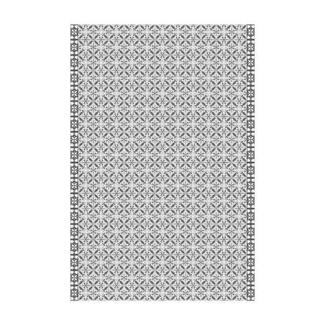Teppich modern Geometrischer Fliesenmix Blüte Grau