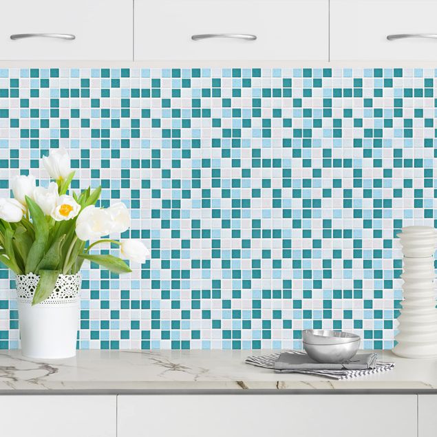 Küchenrückwände Platte Mosaikfliesen Türkis Blau