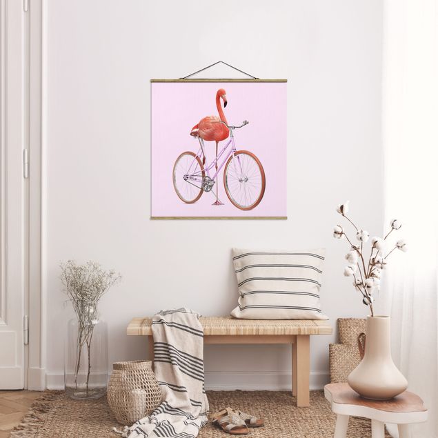 Bilder für die Wand Flamingo mit Fahrrad