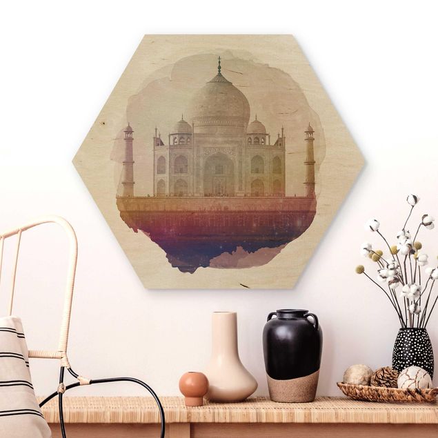 Moderne Holzbilder Wasserfarben - Taj Mahal