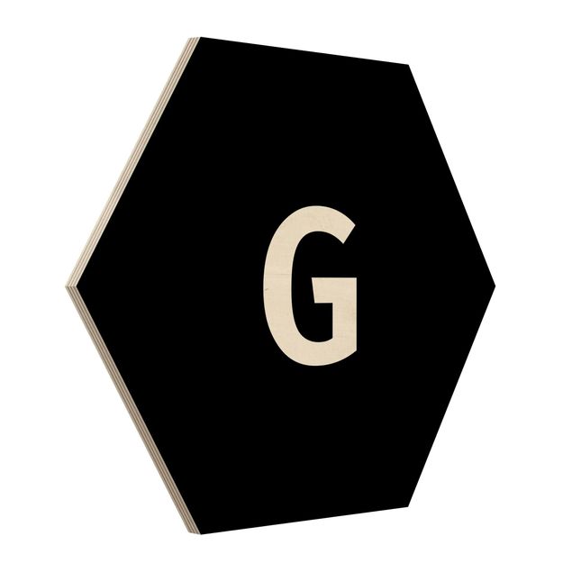 Hexagon Bild Holz - Buchstabe Schwarz G