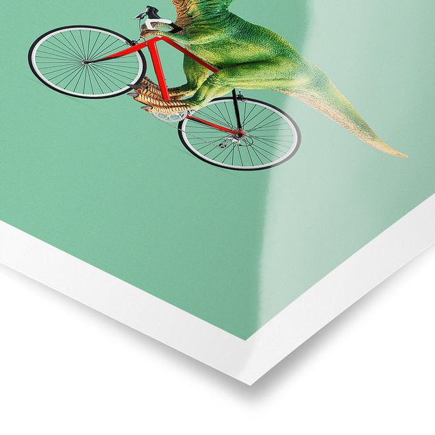 Bilder für die Wand Dinosaurier mit Fahrrad