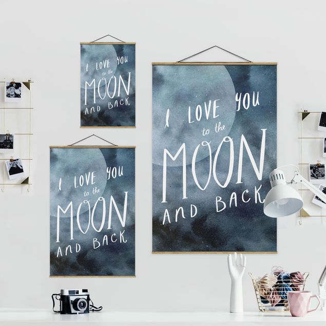 Stoffbild mit Posterleisten - Himmlische Liebe - Mond - Hochformat 2:3