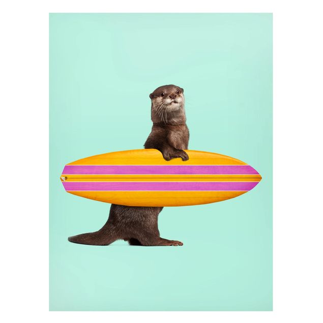 Magnettafel Tiere Otter mit Surfbrett