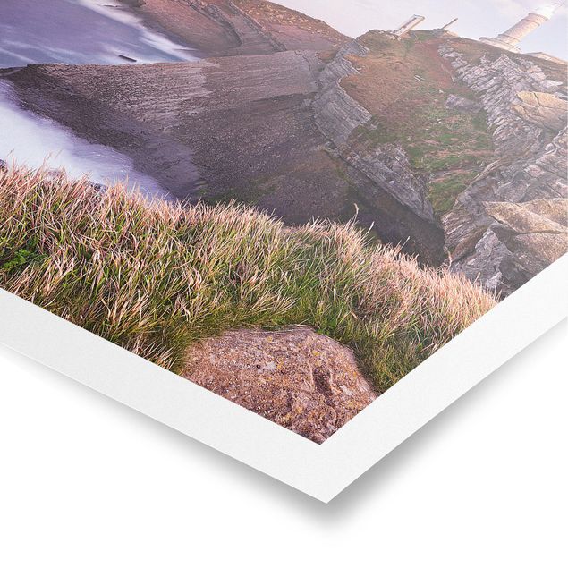 Poster - Steilküste und Leuchtturm - Quadrat 1:1