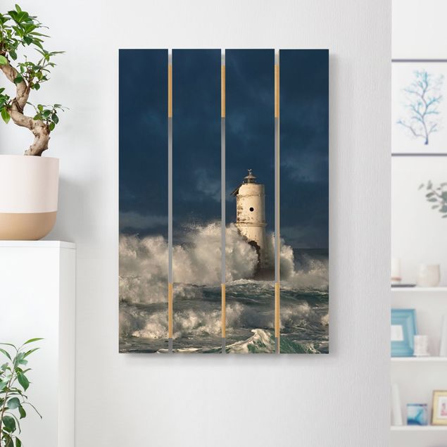 Holzbilder maritim Leuchtturm auf Sardinien