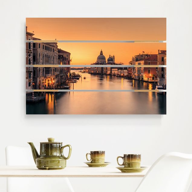 Moderne Holzbilder Goldenes Venedig