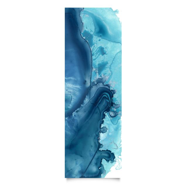 Selbstklebende Folie bunt Welle Aquarell Blau I