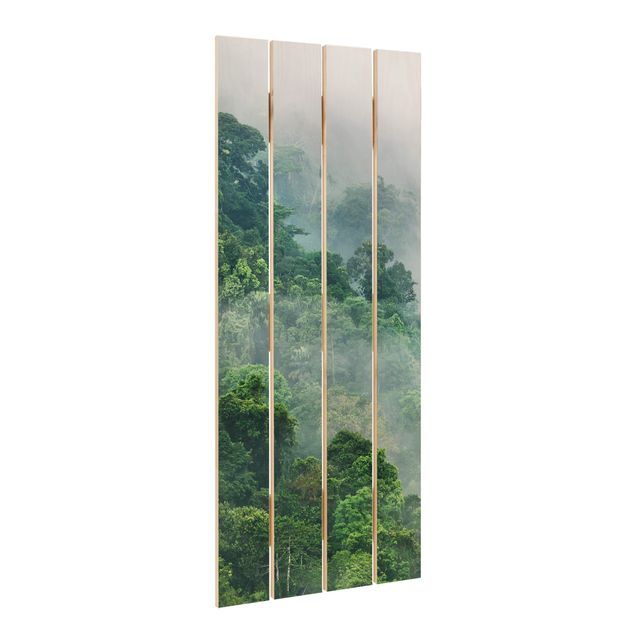Holzbild - Dschungel im Nebel - Hochformat 5:2