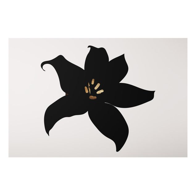 Alu Dibond Bilder Grafische Pflanzenwelt - Orchidee Schwarz und Gold