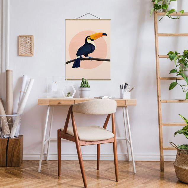 Bilder für die Wand Illustration Vogel Tukan Malerei Pastell