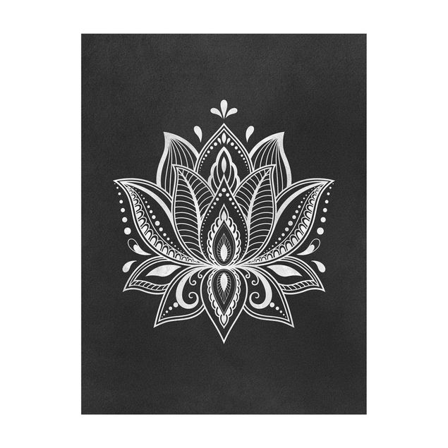 Teppich Orientalisch Lotus Illustration weiß schwarz