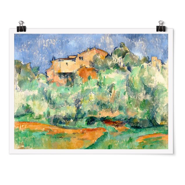 Poster Landschaft Paul Cézanne - Haus auf Anhöhe