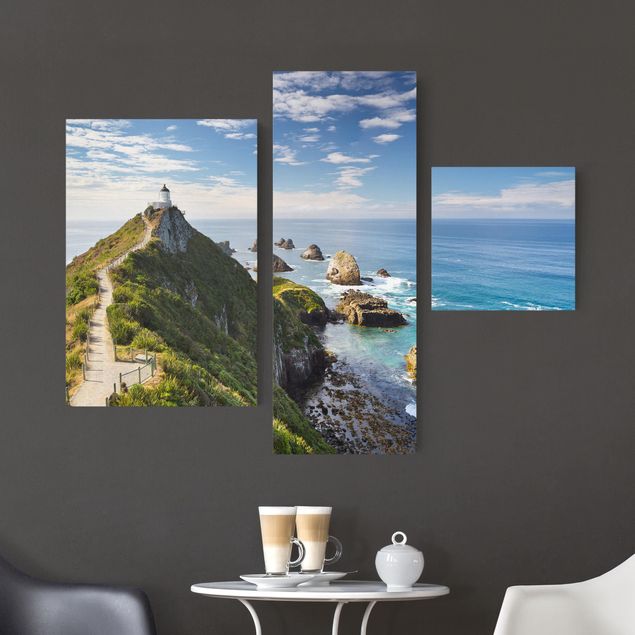 Leinwand Bilder XXL Nugget Point Leuchtturm und Meer Neuseeland